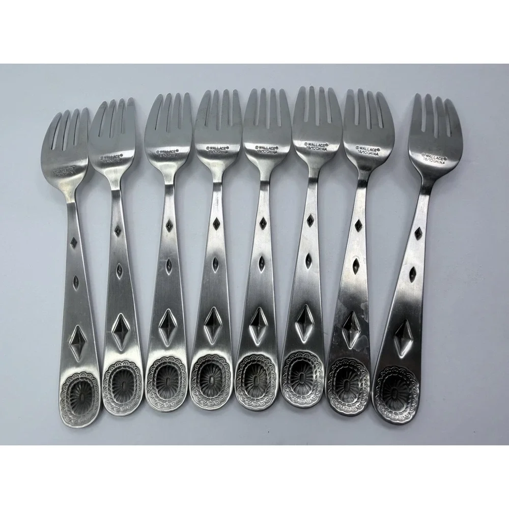 Wallace TAOS Stainless Southwest Motif Satin 8 Salad‎ Forks 18/0 China Flatware